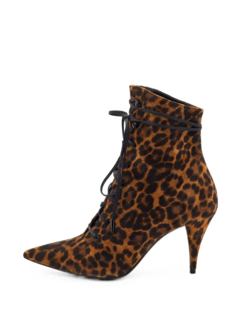 Saint Laurent Pre-Owned Kiki leopard-print ankle boots Brown 1392612