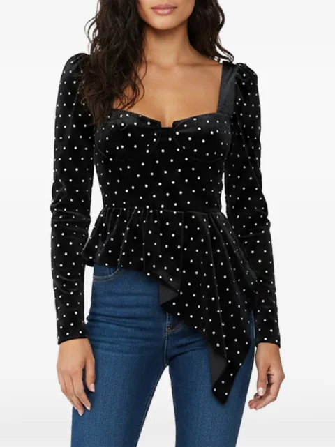Self-Portrait diamante asymmetric top Black 1392162