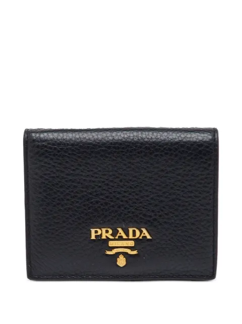 Prada Pre-Owned logo-plaque compact wallet Black 1377208