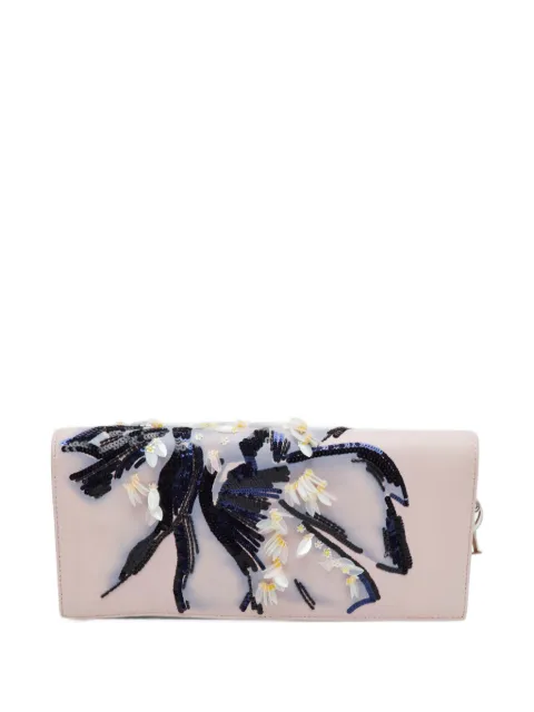 Christian Dior Pre-Owned 2015 sequin-embellished bird-motif clutch bag Pink 1395275