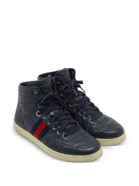 Gucci Pre-Owned Guccissima Web high-top sneakers Blue 1214741