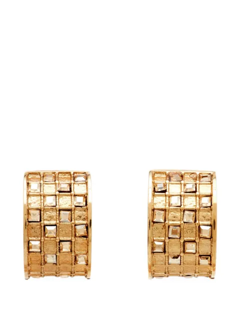 Carolina Herrera Vintage crystal checkered hoop earrings Gold 1388788
