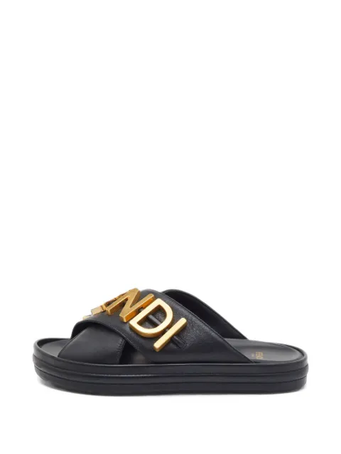 Fendi Pre-Owned Fendigraphy crossover slides Black 1385613