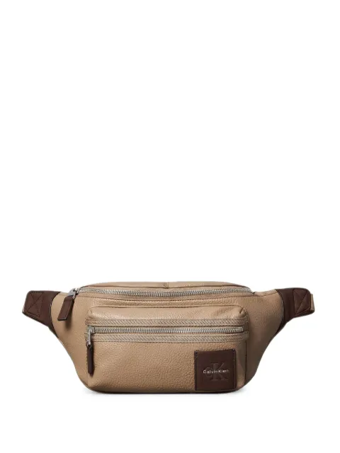 Calvin Klein logo-patch pebbled belt bag Brown LV04D3513GVFU