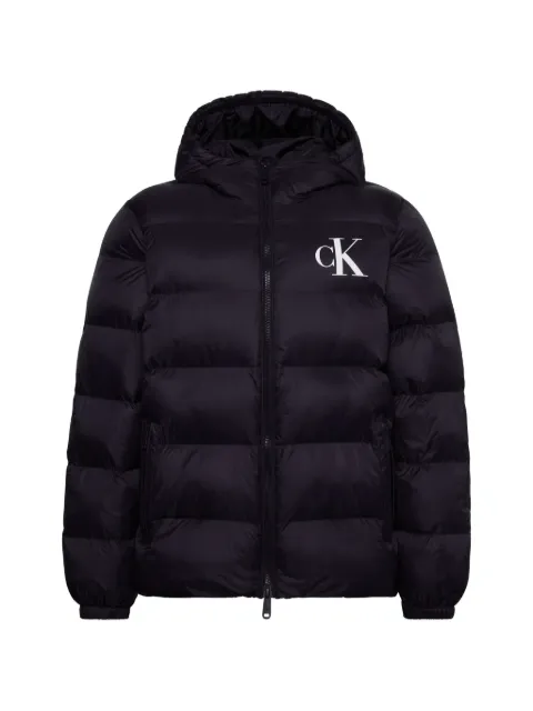 Calvin Klein logo-print hooded padded jacket Blue LV04RG513G