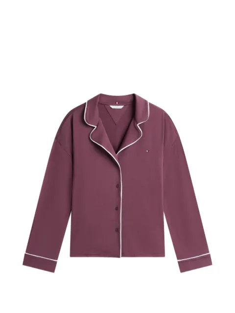 Tommy Hilfiger piping-detail button-up pajamas Purple UW0UW06690GRO