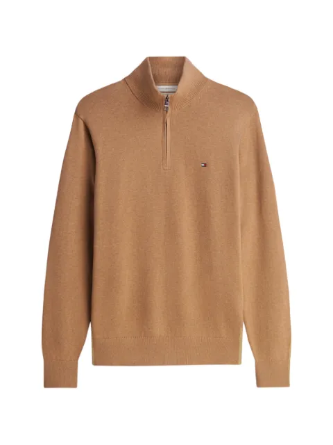 Tommy Hilfiger quarter-zip logo-embroidered sweater Brown MW0MW28049A1L
