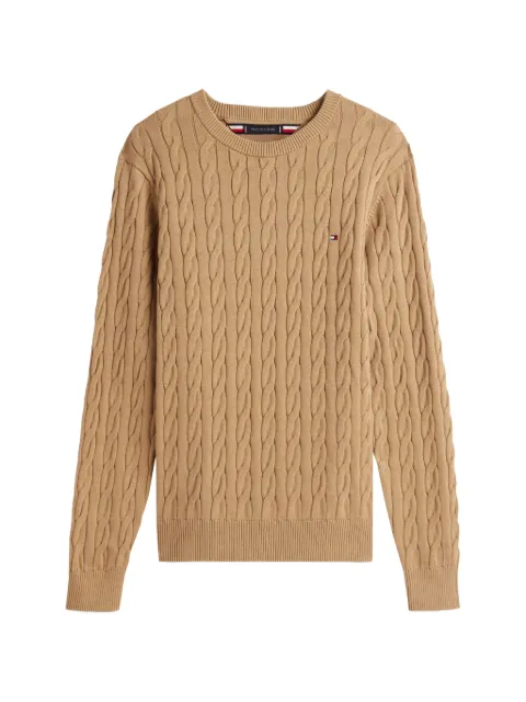 Tommy Hilfiger cable-knit embroidered-logo sweater Brown MW0MW33132RBC