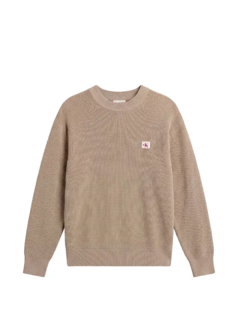 Calvin Klein waffle-knit logo-patch sweater Neutrals LV04RH326GHMT