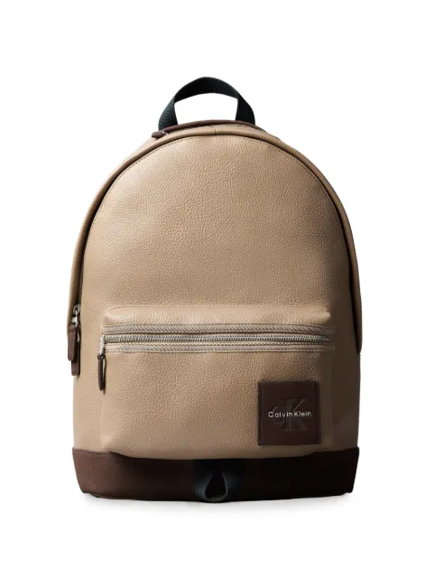 Calvin Klein Monologo logo-patch pebbled backpack Neutrals LV04D3512GVFU