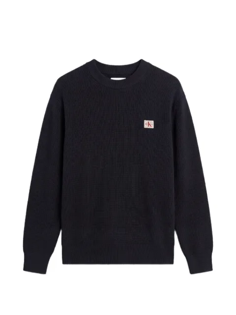 Calvin Klein waffle-knit logo-patch sweater Blue LV04RH326GCEF