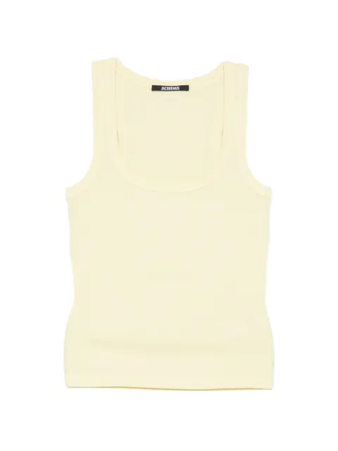 Jacquemus ribbed-knit logo-patch vest Yellow TOW00158AJ00125