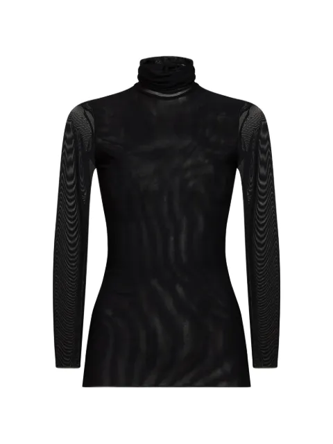 Blanca Vita turtleneck sheer-finish long-sleeve top Black TUNVERA6724