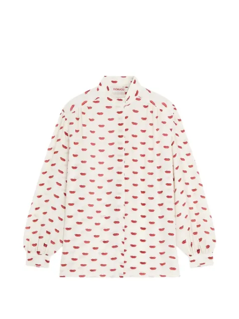 Fiorucci Lips-print puff-sleeve blouse White W26PFTSI034VI07RD01