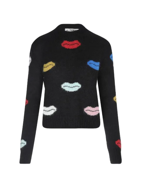 Fiorucci Lips-motif intarsia-knit sweater Black W26PKSW039KN03MU01