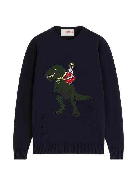 Fiorucci T-Rex patch sweater Blue W26PFKSW042KN06BL04