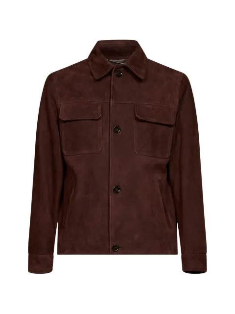 Lardini spread-collar suede jacket Brown ACOVIDEAC67081450