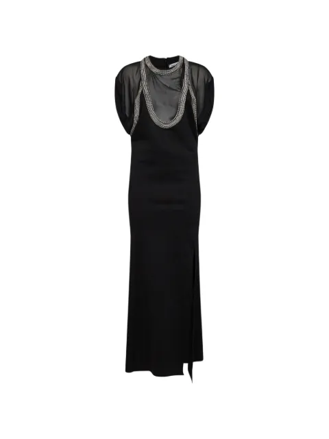 The Attico rhinestone-embellished layered-effect maxi dress Black 261WCW00307EMB031RA100
