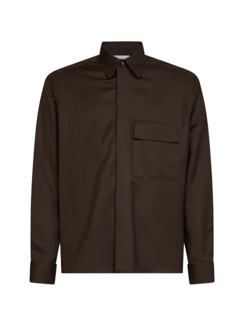 D4.0 concealed-placket virgin-wool shirt Brown D1HFW26270002