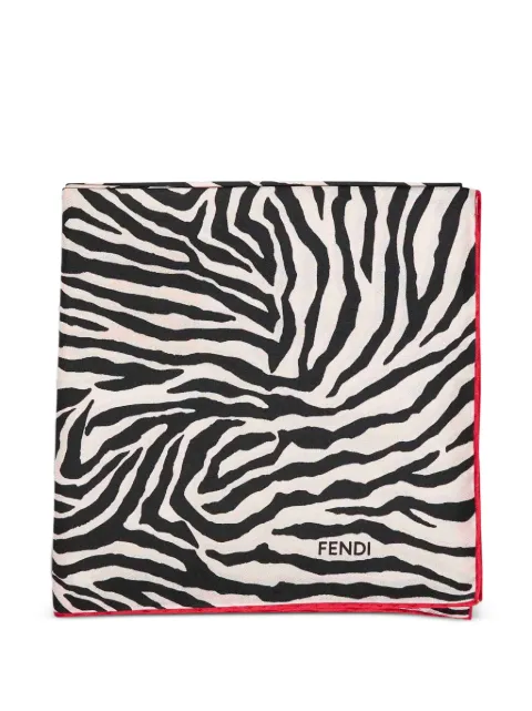 FENDI silk foulard with Tiger animalier-print Neutrals FXT091B1VO