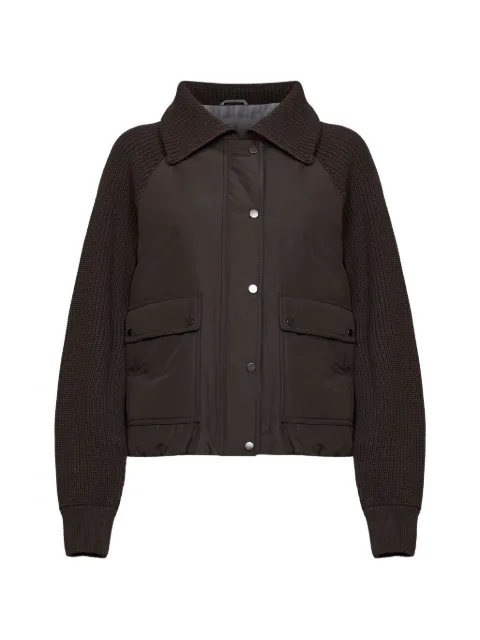 Brunello Cucinelli Monili ribbed-knit panelled coat Brown MH5257294C028