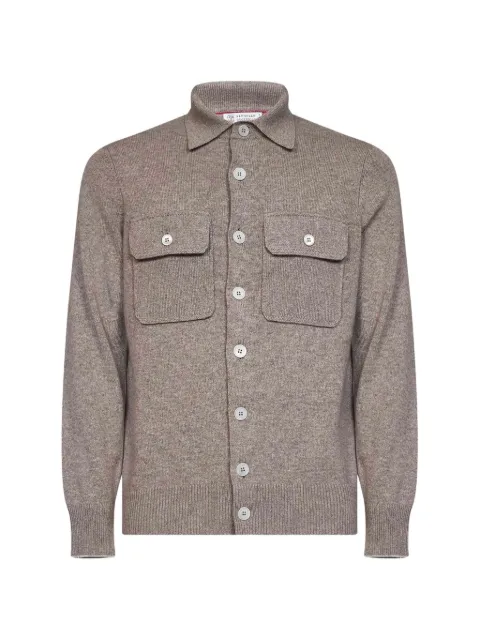 Brunello Cucinelli button-up chest-pocket cardigan Grey M22703806COW55