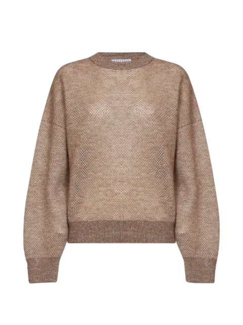 Brunello Cucinelli openwork lamé sweater Neutrals MGG270510CZA11