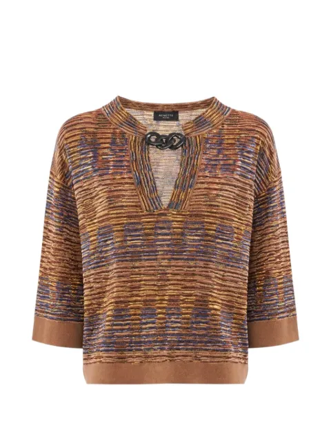 Nenette Masaccio zig-zag chain-detail blouse Brown 41BBMASACCIO