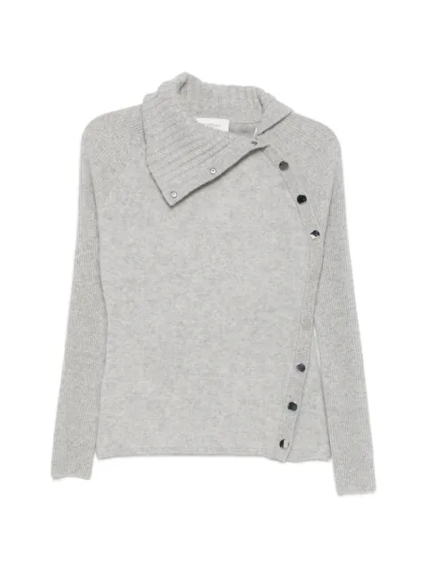Sportmax asymmetric-fastening ribbed-sleeve knit Grey 2622366122600