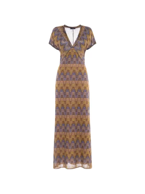 Nenette Tiana zigzag-knit V-neck maxi dress Brown 41BBTIANA