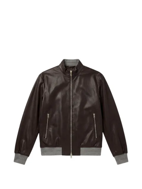 LIU JO perforated-leather bomber jacket Brown QA6054P041990840