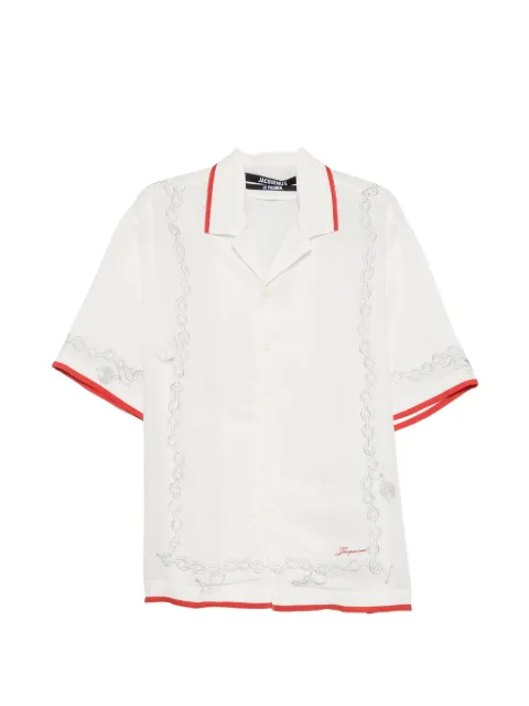 Jacquemus chain-print short-sleeve shirt White SHM00646AW00930