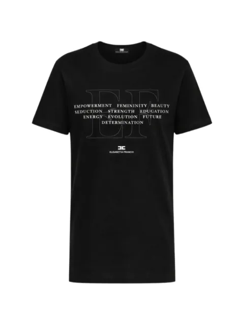 Elisabetta Franchi embroidered logo-print T-shirt Black MA69P61E2110
