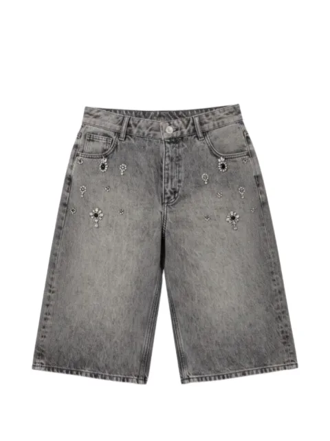 LIU JO crystal-embellished denim shorts Grey UA6327D034187500