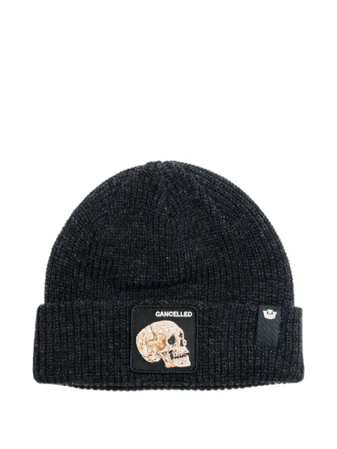 GOORIN BROS The Cancelled ribbed-knit skull-patch beanie hat Grey 1072491