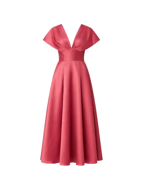 Charo Ruiz Ibiza pleated-bodice V-neck midi dress Red 52624