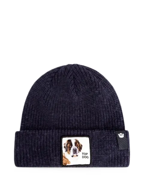 GOORIN BROS The Top ribbed-knit dog-patch beanie hat Blue 1072554