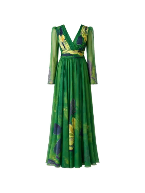 Charo Ruiz Ibiza Abito floral-print pleated maxi dress Green 52701