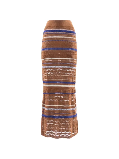 Nenette Wendy crochet-knit tiered maxi skirt Brown 41BBWENDY