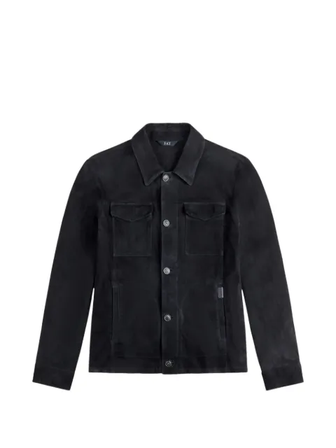 Fay suede-leather shirt jacket Black NAM04520480VWD