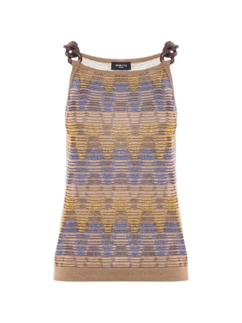 Nenette geometric-pattern knot-detail top Brown 41BBMARLENA