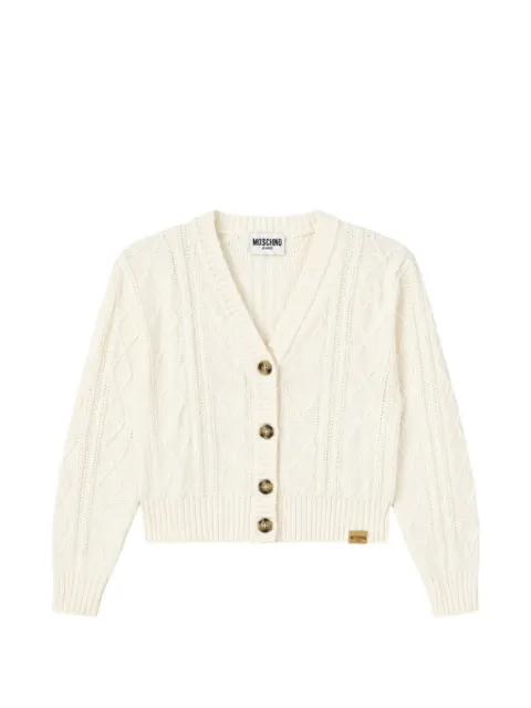 MOSCHINO JEANS cable-knit V-neck cardigan Neutrals 261K1A091032033002