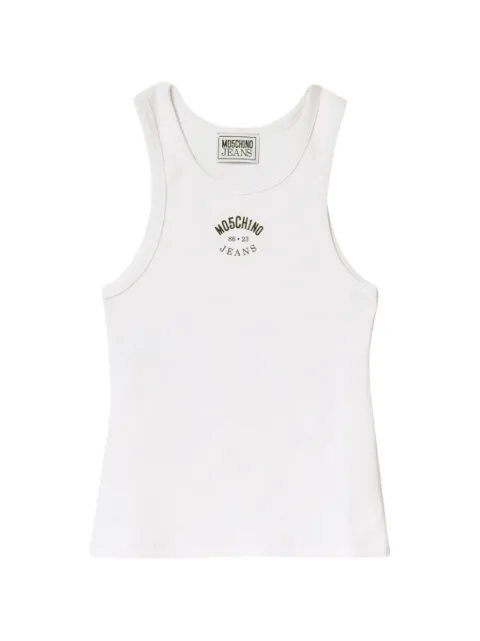 MOSCHINO JEANS logo-print ribbed-knit top White 261K1J080132521001