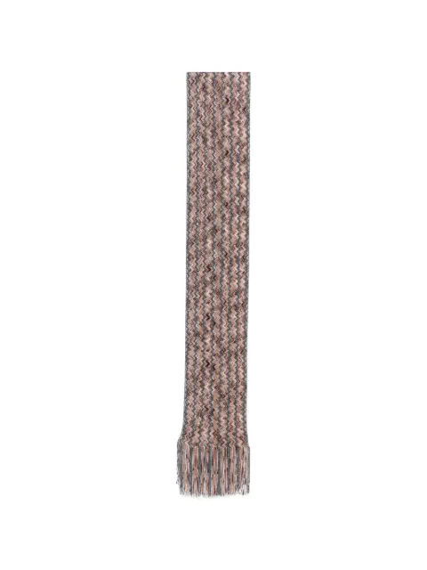 Missoni zigzag-knit fringed scarf Grey SCS3VMDA809