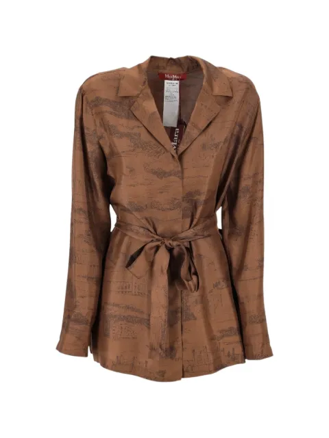 Max Mara landscape-print belted shirt Brown 2616191031650