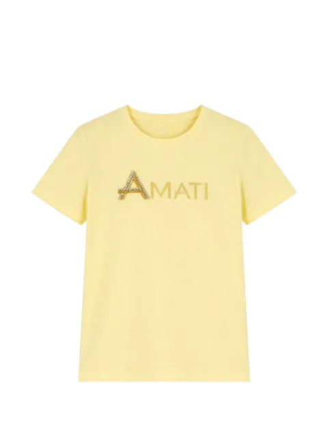 LIU JO crystal-embellished logo-print T-shirt Yellow WA6431JS904