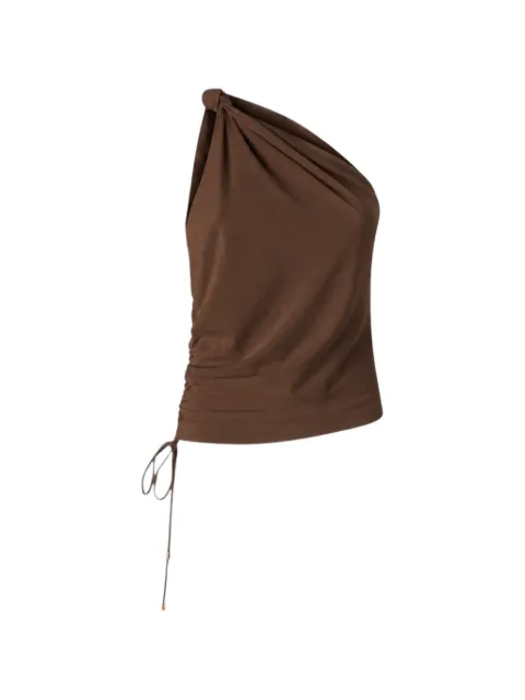 PINKO knotted-shoulder draped top Brown 106544A37V