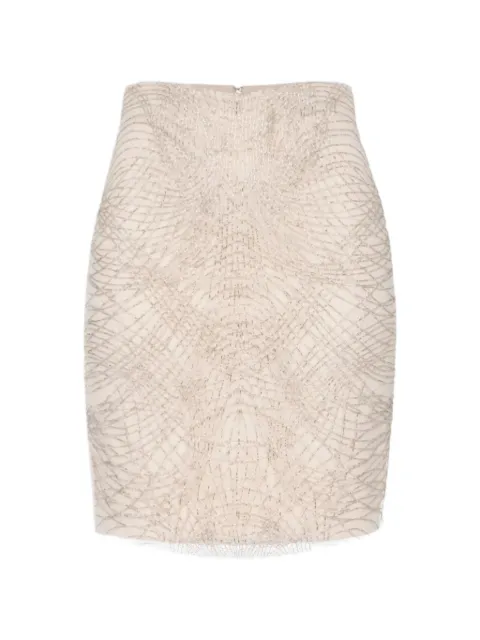 Elisabetta Franchi skirt in lightweight crêpe fabric with embroidered crystals Neutrals GO15261E2FB6
