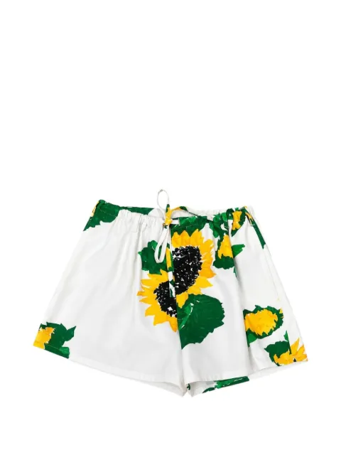 MOSCHINO JEANS sunflower-print drawstring shorts White 261K1A034432411003