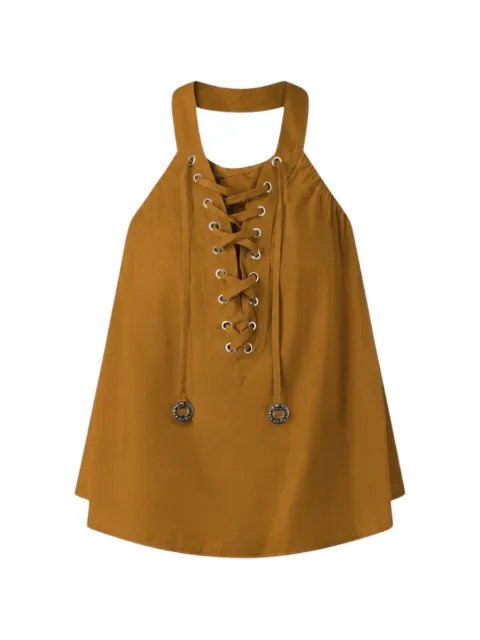PINKO lace-up halterneck top Brown 106944A3AXL25